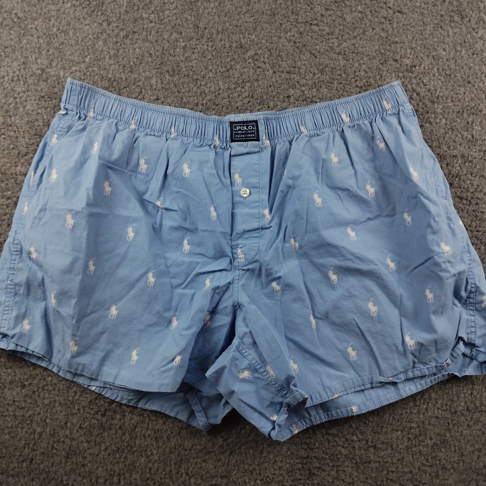 Polo Ralph Lauren Mens Blue Boxer Shorts All Over Pony Logo Size Large